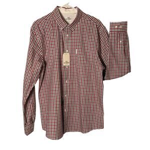 Ben Sherman Mens Long Sleeve Shirt Size XL Red Plaid Button Up Collar NWT